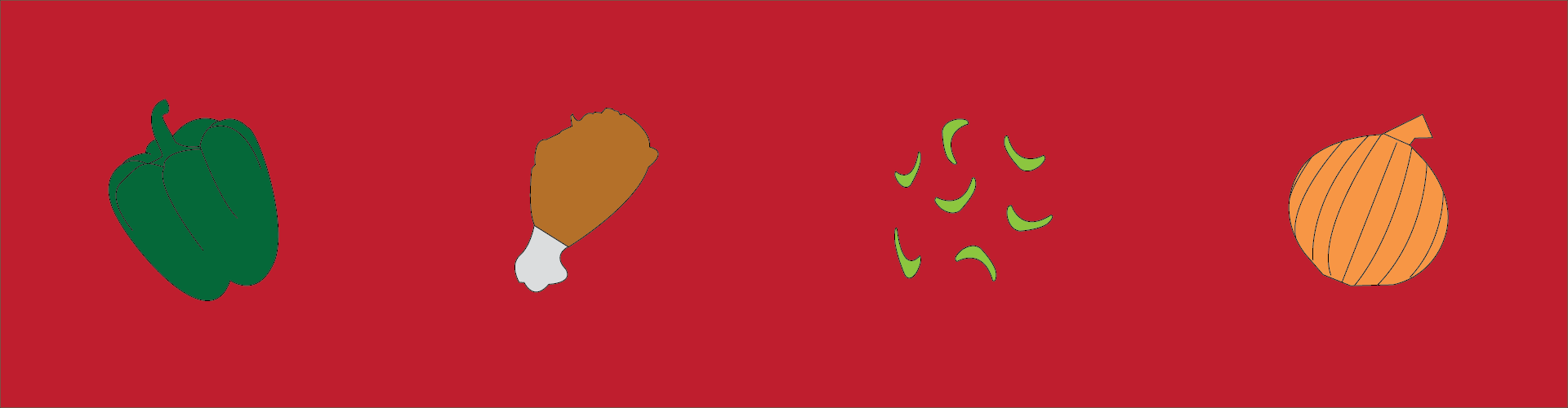 Artist rendering of the main ingredients of chicken gumbo